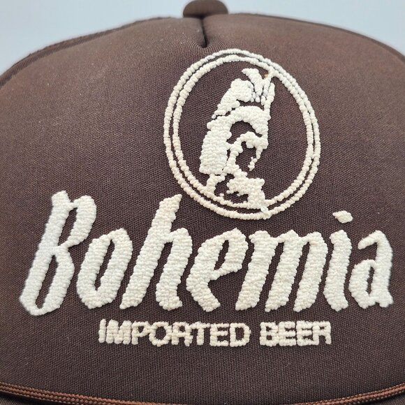 Bohemia Imported Beer Brown Mesh Trucker Hat Cap Logo Adjustable Snapback Vtg - Picture 3 of 11